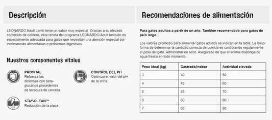 LEONARDO® Adult Lamb| Pienso para gatos en Gabo&Gordo Pet Shop en Las Palmas de Gran Canaria tienda para mascotas, perros, gatos, conejos, tortugas, animales, accesorios para mascotas