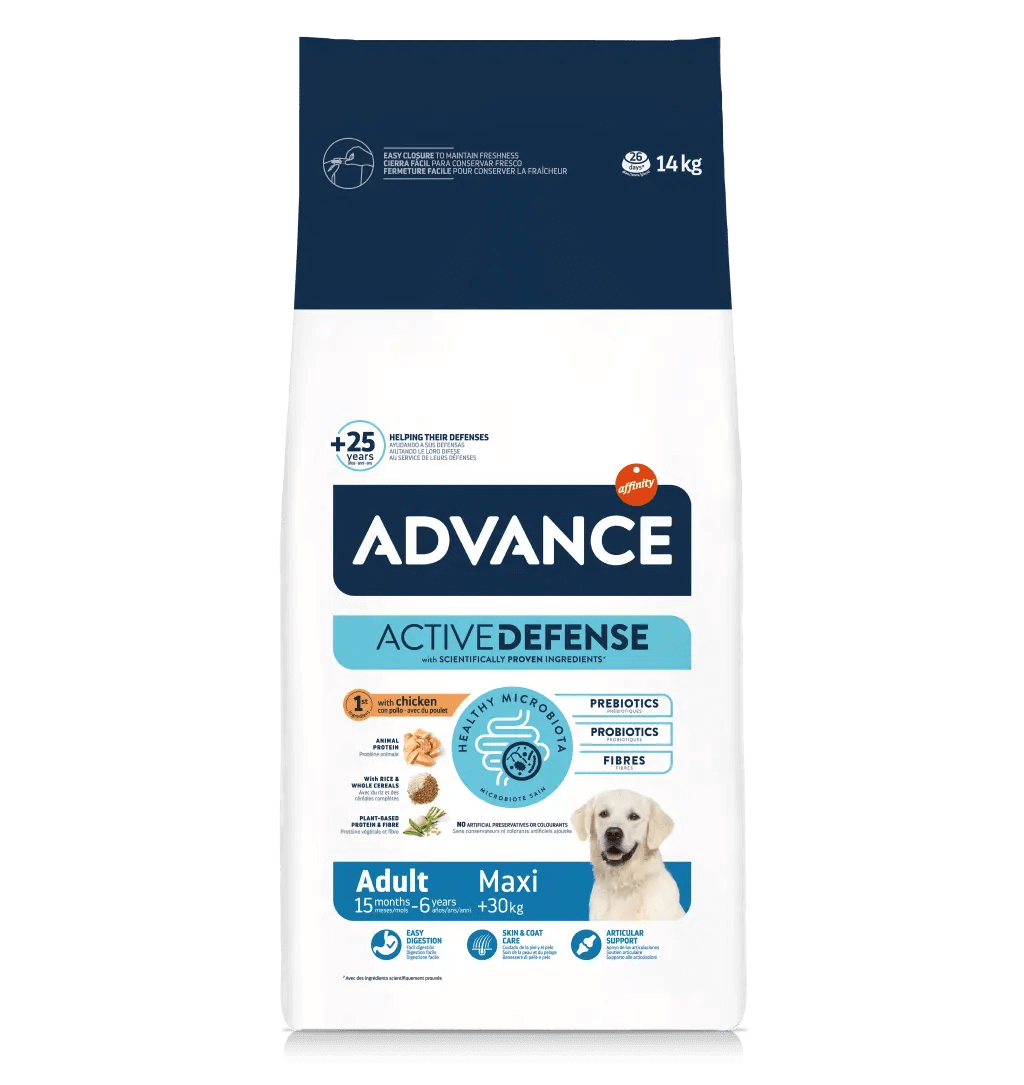 Saco de 14 kg de pienso ADVANCE Adult Maxi con pollo y arroz para perros adultos de razas grandes.