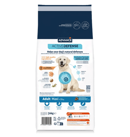 Saco de 14 kg de pienso ADVANCE Adult Maxi con pollo y arroz para perros adultos de razas grandes.