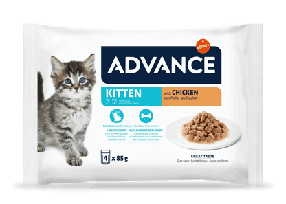 Comida húmeda ADVANCE Kitten con pollo para gatitos de 2 a 12 meses, pack 12 x 85 g