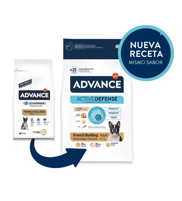 Saco de 7,5 kg de pienso ADVANCE French Bulldog para perros Bulldog Francés adultos.