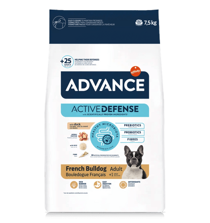 Saco de 7,5 kg de pienso ADVANCE French Bulldog para perros Bulldog Francés adultos.