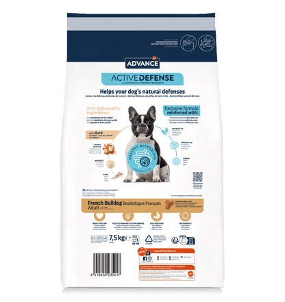 Saco de 7,5 kg de pienso ADVANCE French Bulldog para perros Bulldog Francés adultos.