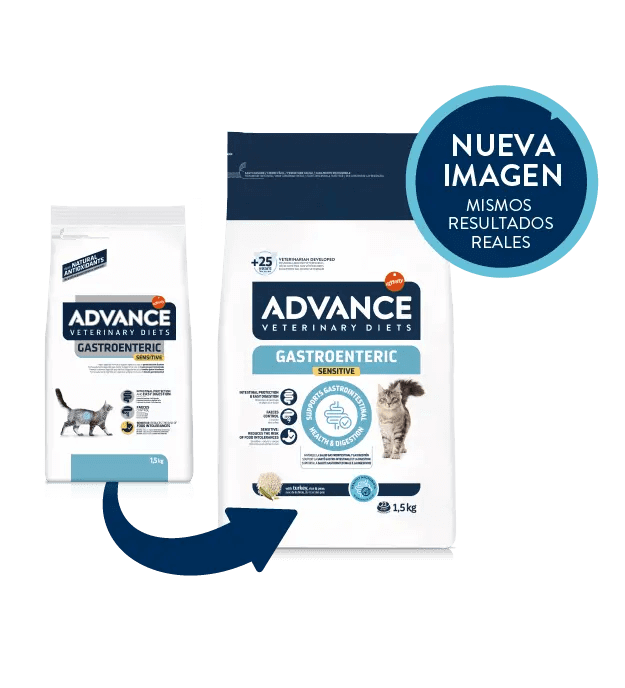 Saco de 1,5 kg de pienso veterinario ADVANCE Vet Gastroenteric Sensitive para gatos.