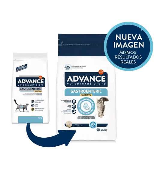 Saco de 1,5 kg de pienso veterinario ADVANCE Vet Gastroenteric Sensitive para gatos.