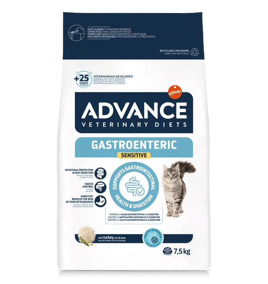 Saco de 1,5 kg de pienso veterinario ADVANCE Vet Gastroenteric Sensitive para gatos.