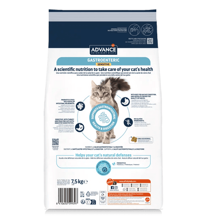 Saco de 1,5 kg de pienso veterinario ADVANCE Vet Gastroenteric Sensitive para gatos.