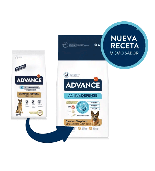 Saco de 12 kg de pienso ADVANCE German Shepherd para perros Pastor Alemán adultos.