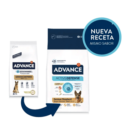 Saco de 12 kg de pienso ADVANCE German Shepherd para perros Pastor Alemán adultos.