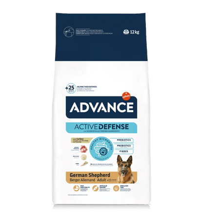 Saco de 12 kg de pienso ADVANCE German Shepherd para perros Pastor Alemán adultos.
