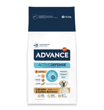 Saco de 11,5 kg de pienso ADVANCE Labrador & Golden Retriever para perros adultos.