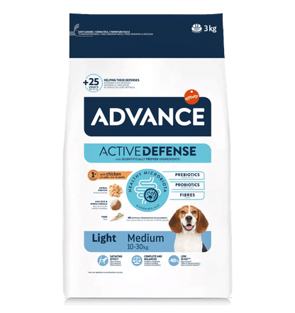 Saco de pienso ADVANCE Light Medium para perros adultos de razas medianas.