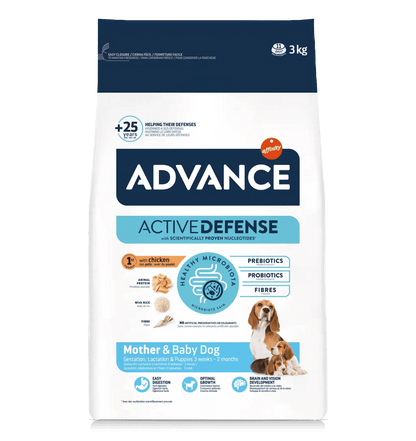 Saco de 3 kg de pienso ADVANCE Mother Dog & Initial para perras gestantes, lactantes y cachorros.