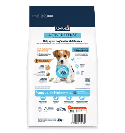 Saco de pienso ADVANCE Puppy Mini para cachorros de razas pequeñas.