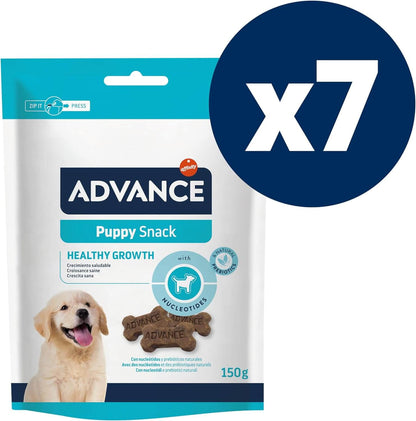 Envase de 150 g de ADVANCE Puppy Snack, premios para cachorros.