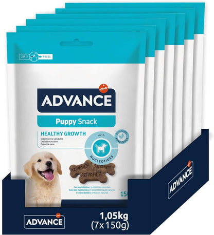 Envase de 150 g de ADVANCE Puppy Snack, premios para cachorros.