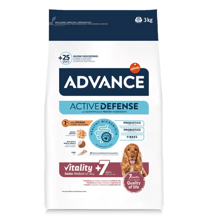 Saco de pienso ADVANCE Senior Medium para perros mayores de razas medianas.