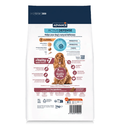 Saco de pienso ADVANCE Senior Medium para perros mayores de razas medianas.