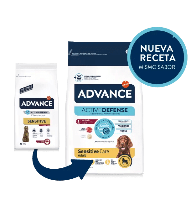 Saco de pienso ADVANCE Sensitive Lamb & Rice con cordero y arroz para perros.
