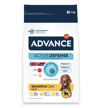 Saco de pienso ADVANCE Sensitive Lamb & Rice con cordero y arroz para perros.