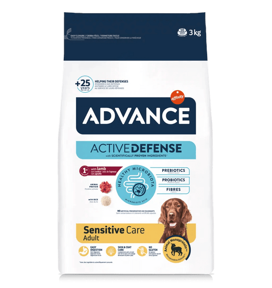Saco de pienso ADVANCE Sensitive Lamb & Rice con cordero y arroz para perros.