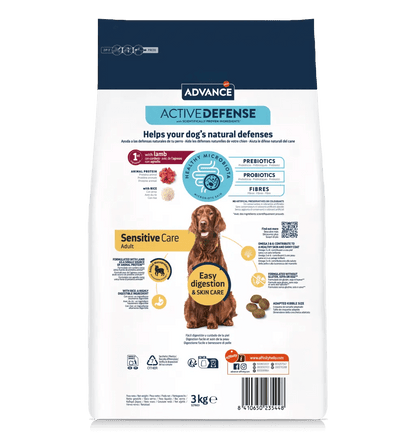 Saco de pienso ADVANCE Sensitive Lamb & Rice con cordero y arroz para perros.