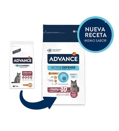 Saco de 1,5 kg de pienso ADVANCE Sterilized Senior +10 para gatos esterilizados mayores de 10 años.