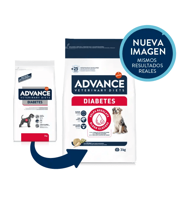Saco de pienso veterinario ADVANCE Vet Diabetes Colitis para perros adultos.