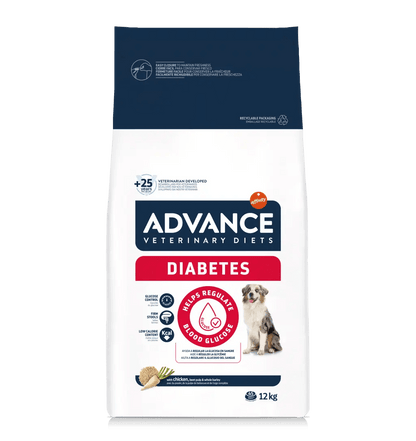 Saco de pienso veterinario ADVANCE Vet Diabetes Colitis para perros adultos.