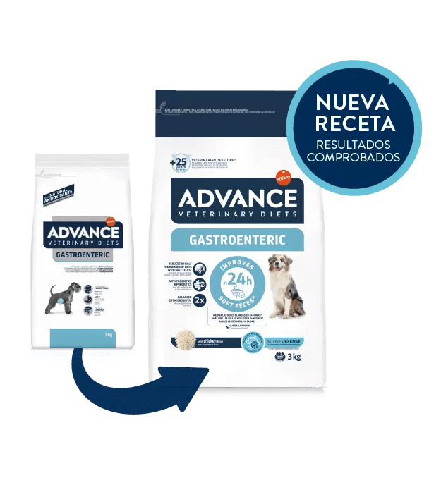Saco de pienso veterinario ADVANCE Vet Gastroenteric para cachorros y perros adultos.