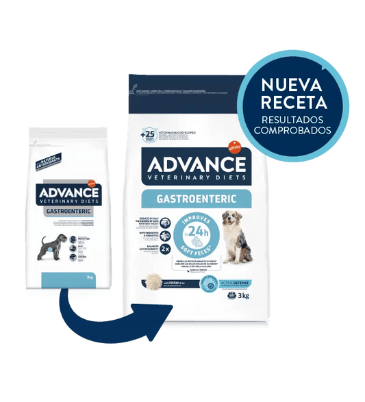 Saco de pienso veterinario ADVANCE Vet Gastroenteric para cachorros y perros adultos.