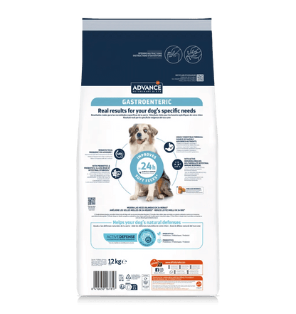 Saco de pienso veterinario ADVANCE Vet Gastroenteric para cachorros y perros adultos.