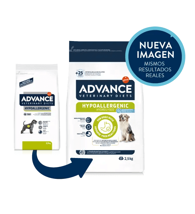 Saco de pienso hipoalergénico ADVANCE Veterinary Diets Hypoallergenic para perros adultos.