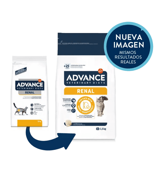 Saco de 1,5 kg de pienso veterinario ADVANCE Vet Renal para gatos adultos.