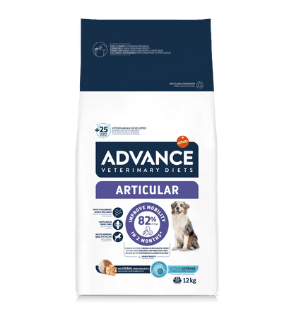 Saco de pienso ADVANCE Veterinary Diets Articular de 12 kg para perros adultos.