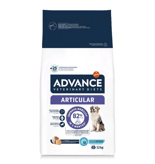 Saco de pienso ADVANCE Veterinary Diets Articular de 12 kg para perros adultos.