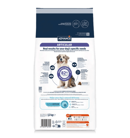 Saco de pienso ADVANCE Veterinary Diets Articular de 12 kg para perros adultos.