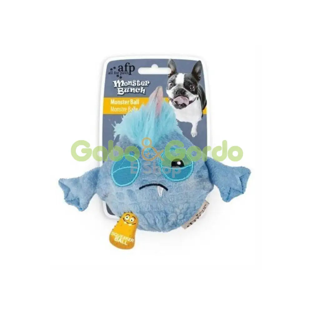 All for Paws Monster Bunch Bola Azul de peluche con sonido para perros de 12 x 16 x 8,3 cm