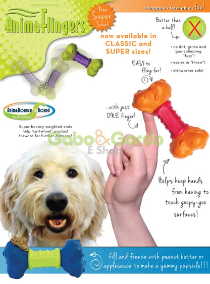 Hueso ANIMA FLINGERS verde de 12,7 cm para perros medianos