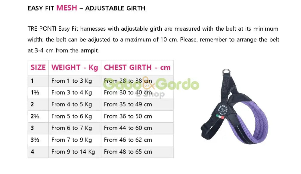 Arnés ajustable azul light camuflaje TRE PONTI para perros