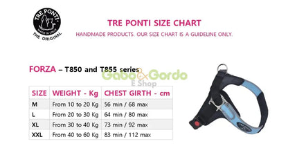 Arnés TRE PONTI Forza negro para perros, seguro y acolchado, disponible en Gabo y Gordo E Shop