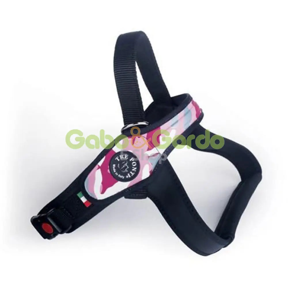 Arnés TRE PONTI Primo Camuflaje Rosa para perros – seguridad y comodidad en paseos