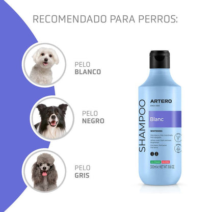 Artero Champú Blanc 250 ml para perros con pelo blanco, negro y gris
