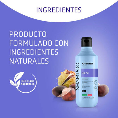 Artero Champú Blanc 250 ml para perros con pelo blanco, negro y gris