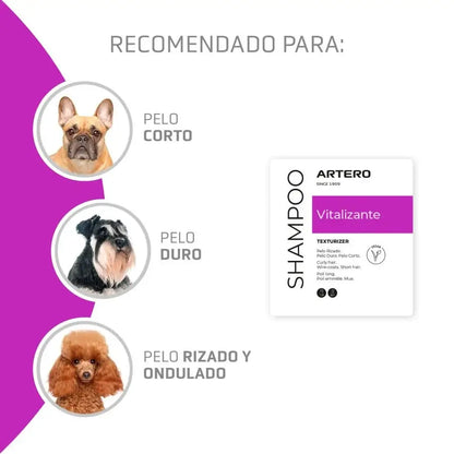 Artero Champú Vitalizante 300 ml para perros y gatos con pelo duro, piel sensible y necesidad de volumen