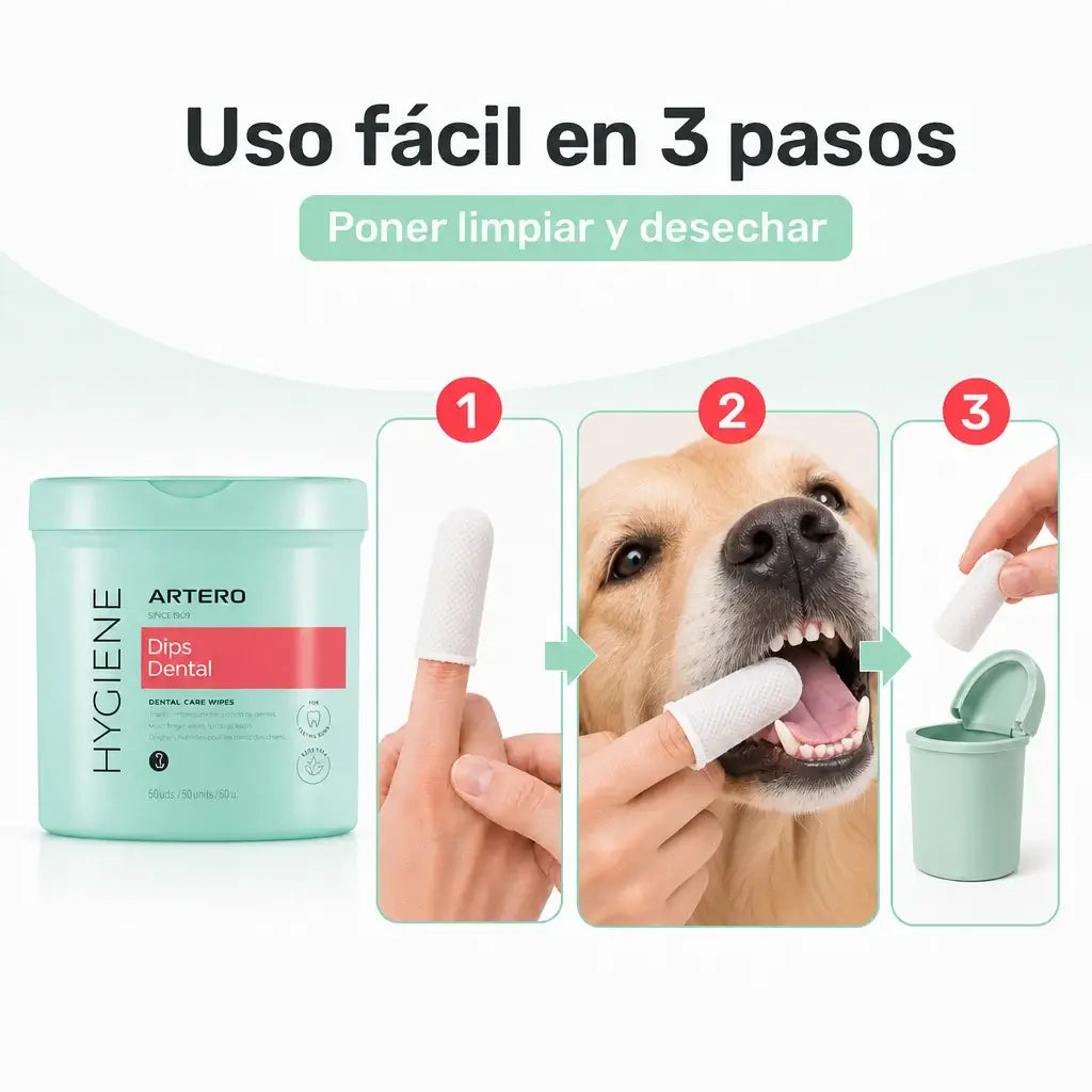 Artero Dips pack de 50 dedales limpiadores de dientes para perros y gatos
