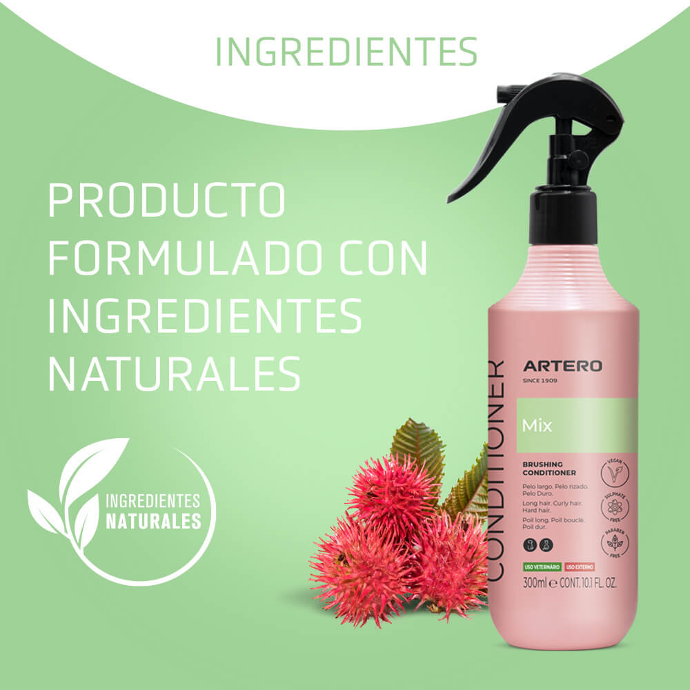 Acondicionador spray sin aclarado Artero Mix 300 ml para perros y gatos – desenredante y brillo profesional