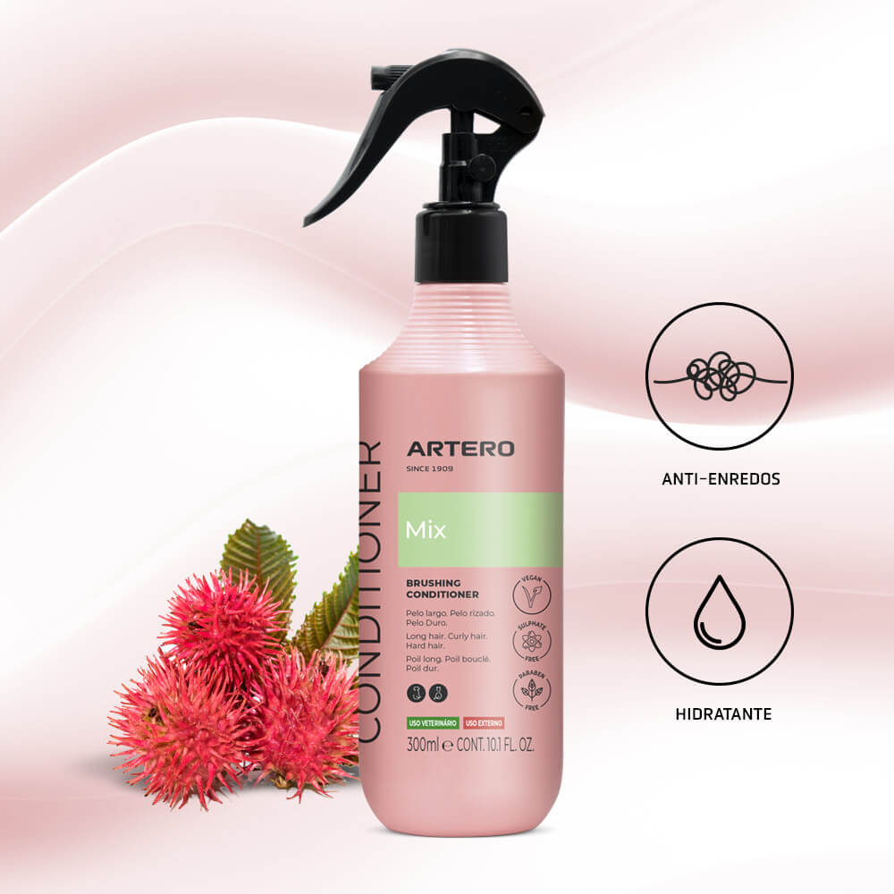 Acondicionador spray sin aclarado Artero Mix 300 ml para perros y gatos – desenredante y brillo profesional
