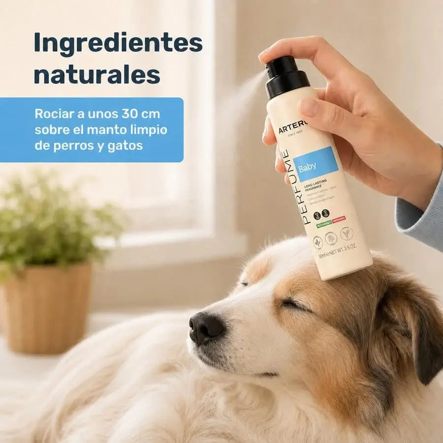Artero Perfume Baby 90 ml con aroma suave a talco para cachorros, perros y gatos, cosmética vegana