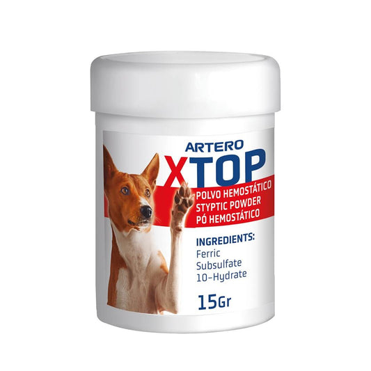Artero Polvo Hemostático X-Top corta hemorragias tras corte de uñas en perros y gatos